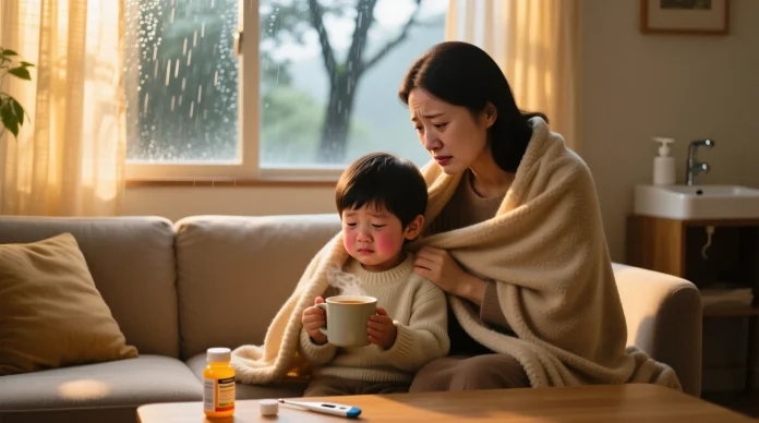 panduan kesehatan keluarga musim hujan, mencegah batuk anak, flu musim hujan, pencegahan infeksi, imunitas anak